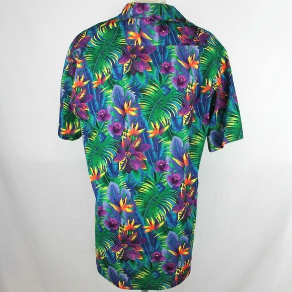 Comfort Zone USA Made Hawaiian Luau Camp Shirt Vivid Bird of Paradise & Iris XL - Picture 2 of 7